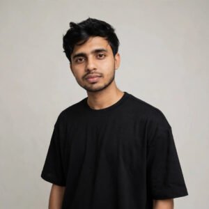Home Man wearing ZIPIB black oversized t-shirt