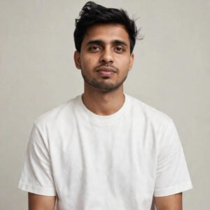Home Man wearing ZIPIB white oversized t-shirt