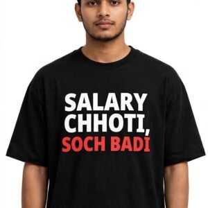 Home ZIPIB Salary Chhoti Soch Badi black oversized t-shirt, front view